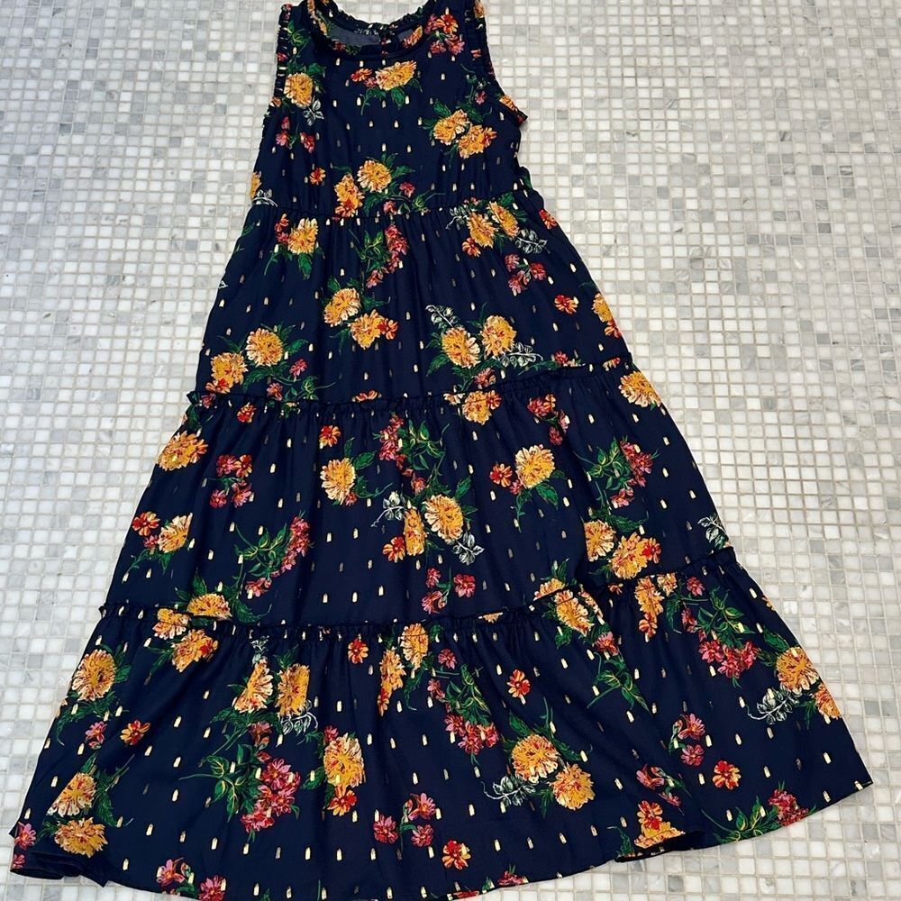 Zunie Long Blue Floral Girls Dresss 14